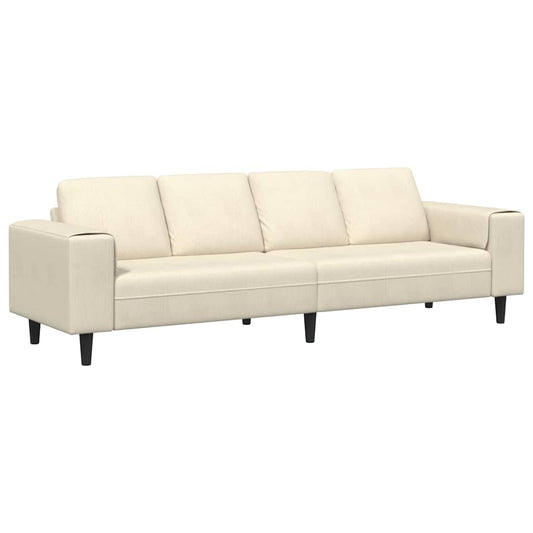 Sofa with Cushion Cream 250 x 77 x 76 cm Corduroy Fabric Sofa with Cushion Cream 250 x 77 x 76 cm Corduroy Fabric