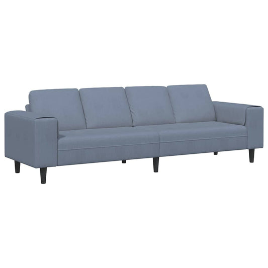 Sofa with Cushion Blue 250 x 77 x 76 cm Corduroy Fabric Sofa with Cushion Blue 250 x 77 x 76 cm Corduroy Fabric