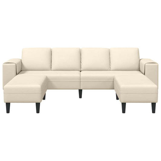 Sofa with Cushion Cream 250 x 188 x 76 cm Corduroy Fabric Sofa with Cushion Cream 250 x 188 x 76 cm Corduroy Fabric
