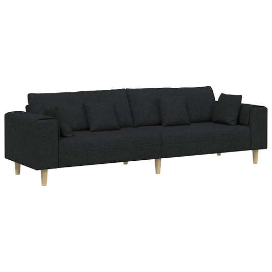 Sofa with Cushion Black 250 x 77 x 76 cm Fabric Sofa with Cushion Black 250 x 77 x 76 cm Fabric
