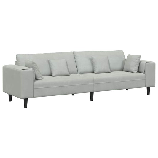 Sofa with Cushion Light Grey 250 x 77 x 76 cm Velvet Sofa with Cushion Light Grey 250 x 77 x 76 cm Velvet