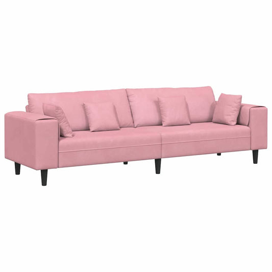 Sofa with Cushion Pink 250 x 77 x 76 cm Velvet Sofa with Cushion Pink 250 x 77 x 76 cm Velvet