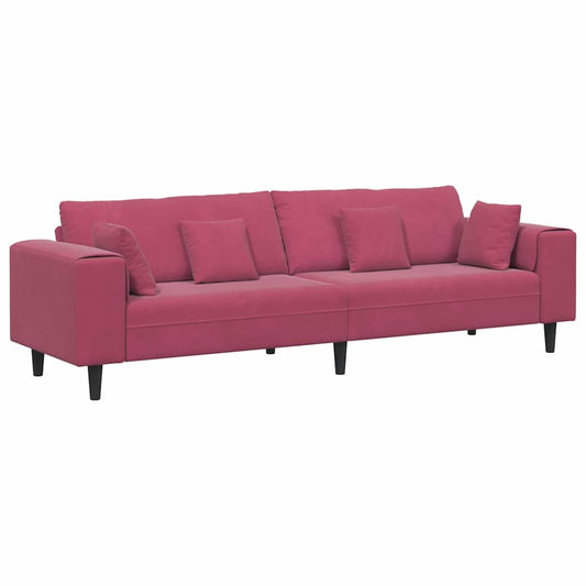 Sofa with Cushion Wine Red 250 x 77 x 76 cm Velvet Sofa with Cushion Wine Red 250 x 77 x 76 cm Velvet