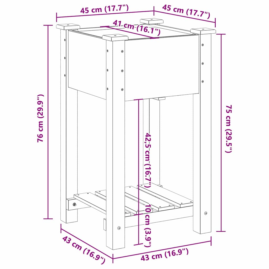 Garden Planter Beige 45 x 45 x 76.5 cm Solid Fir Wood