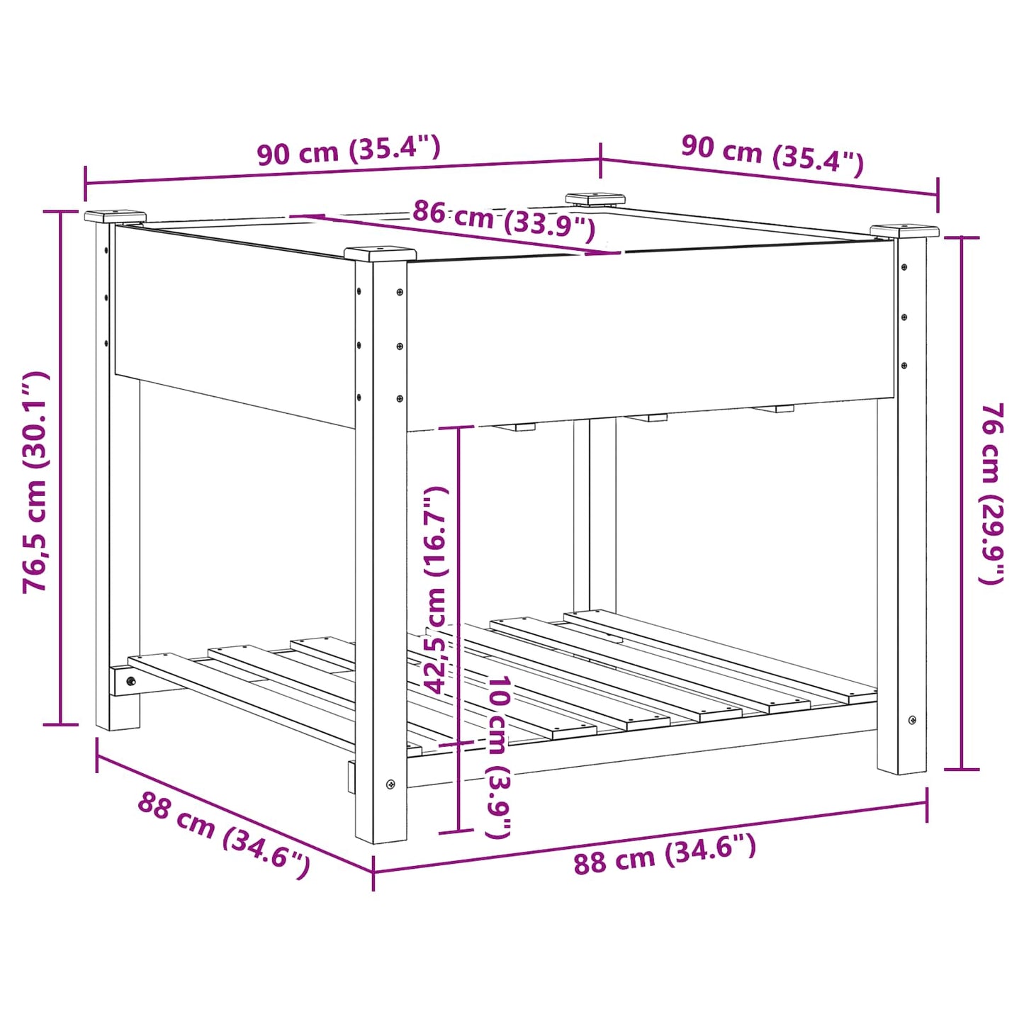 Garden Planter Beige 60.5 x 60 x 76.5 cm Solid Fir Wood