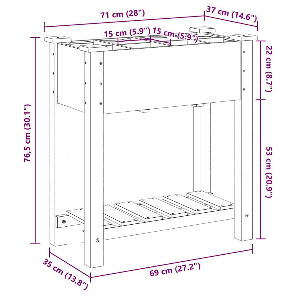 Garden Planter Beige 71 x 37 x 76.5 cm Solid Fir Wood