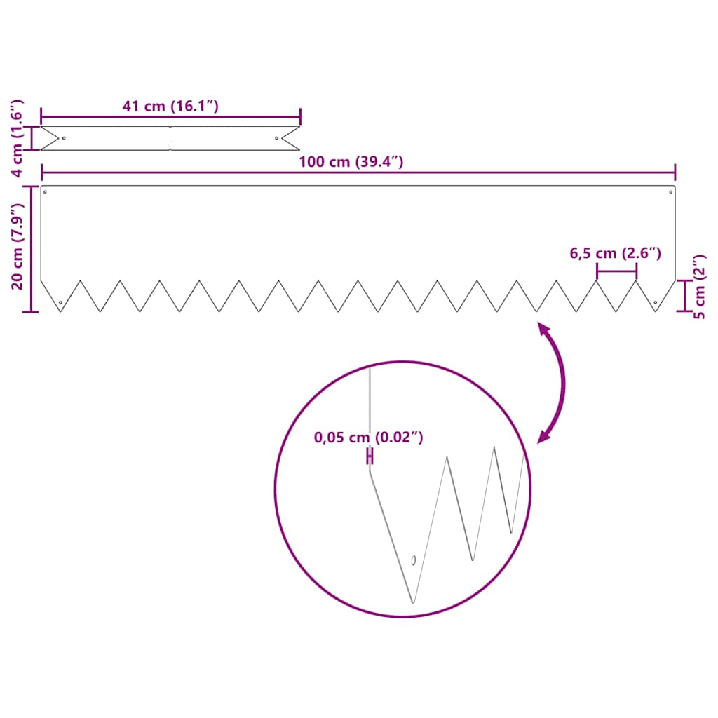 Lawn Edging 50 pcs Silver 100 x 0.05 x 20 cm Stainless Steel