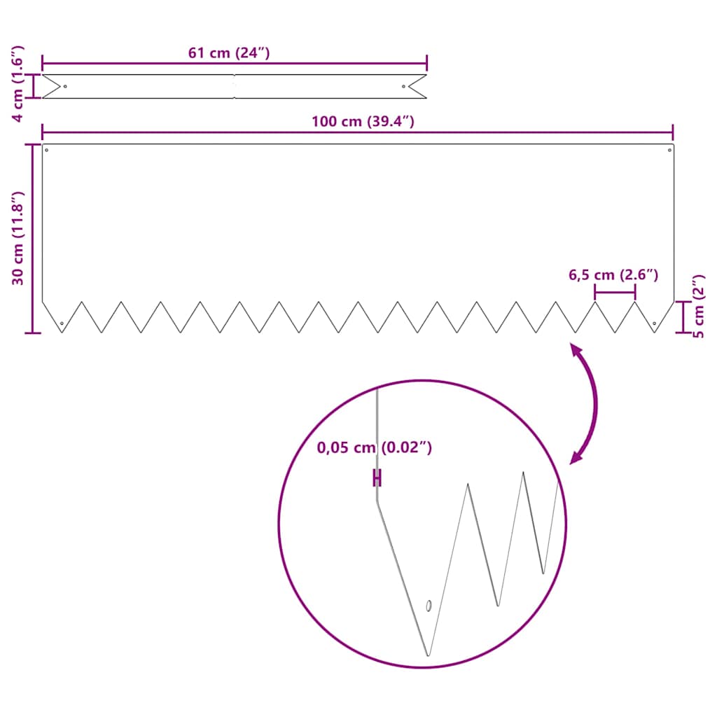 Lawn Edging 50 pcs Olive Green 100 x 0.05 x 30 cm