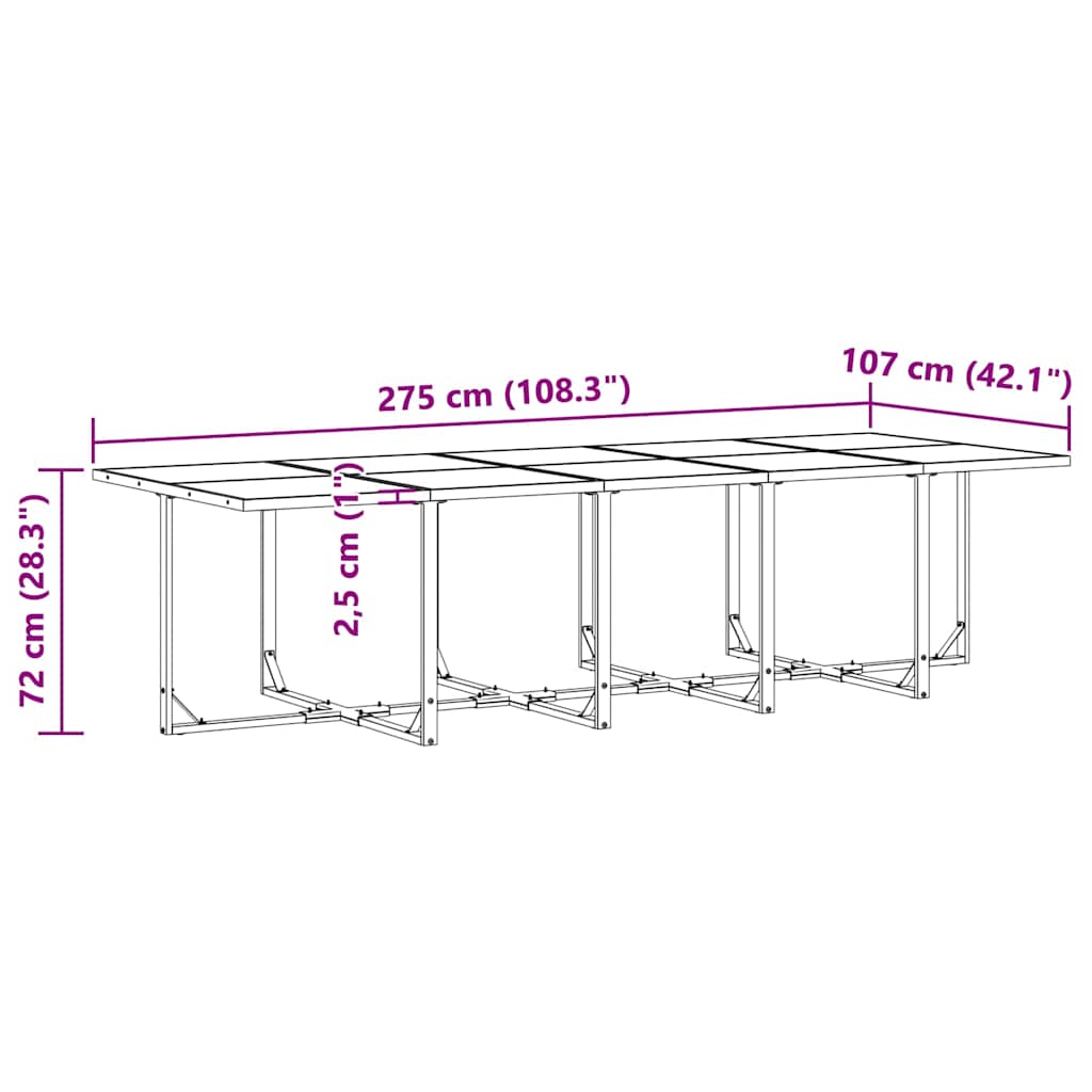 Garden Dining Set 15 pcs Black Steel