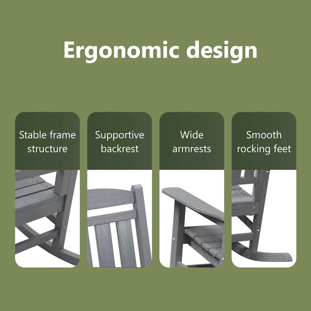 Rocking Chair 2 pcs Light Grey 92 x 70 x 108 cm Polyethylene