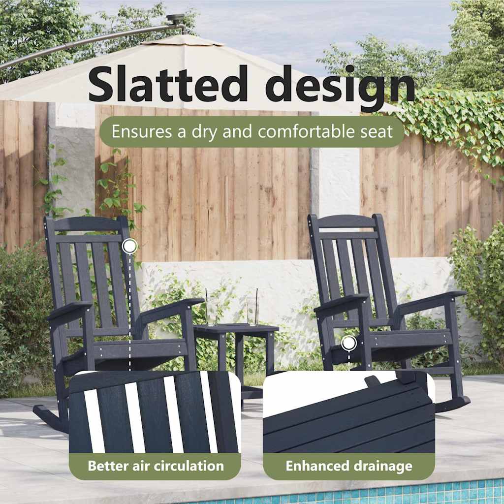 Rocking Chair 3 pcs Navy Polyethylene
