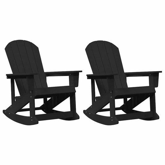 Adirondack Rocking Chairs 2 pcs Black HDPE Adirondack Rocking Chairs 2 pcs Black HDPE