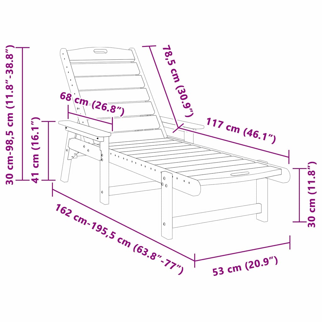 Sun Lounger 2 pcs Light Grey 195.5 x 53 x 98.5 cm Polyethylene