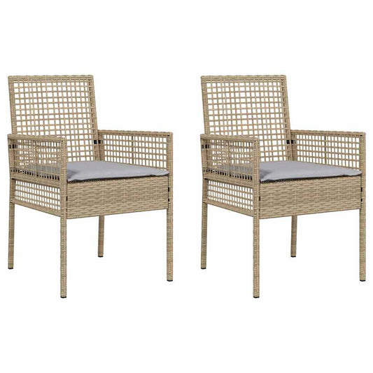 Garden Chair 2 pcs Beige 55 x 53 x 85 cm Poly Rattan Garden Chair 2 pcs Beige 55 x 53 x 85 cm Poly Rattan