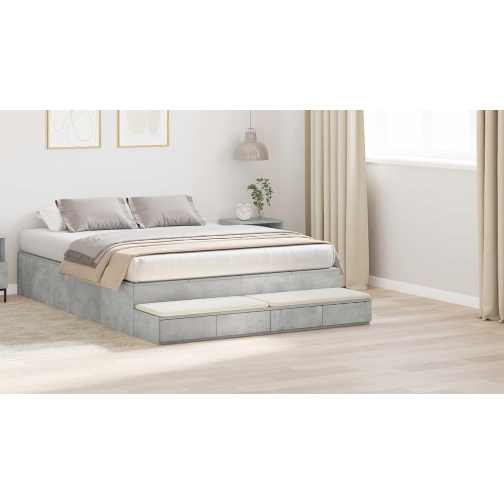 Bed Drawers Concrete Grey 140 x 36.5 x 16.5 cm Engineered Wood