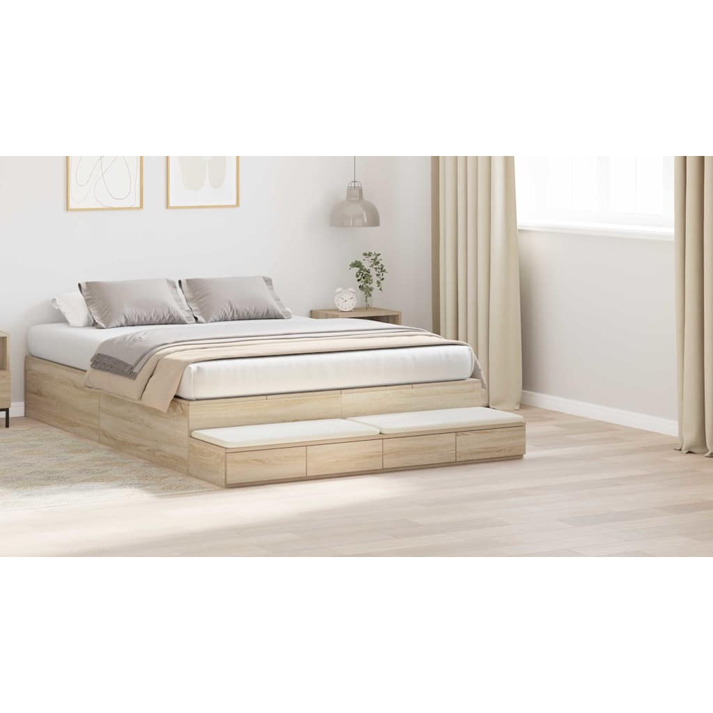 Bed Drawers Sonoma Oak 160 x 36.5 x 16.5 cm Engineered Wood