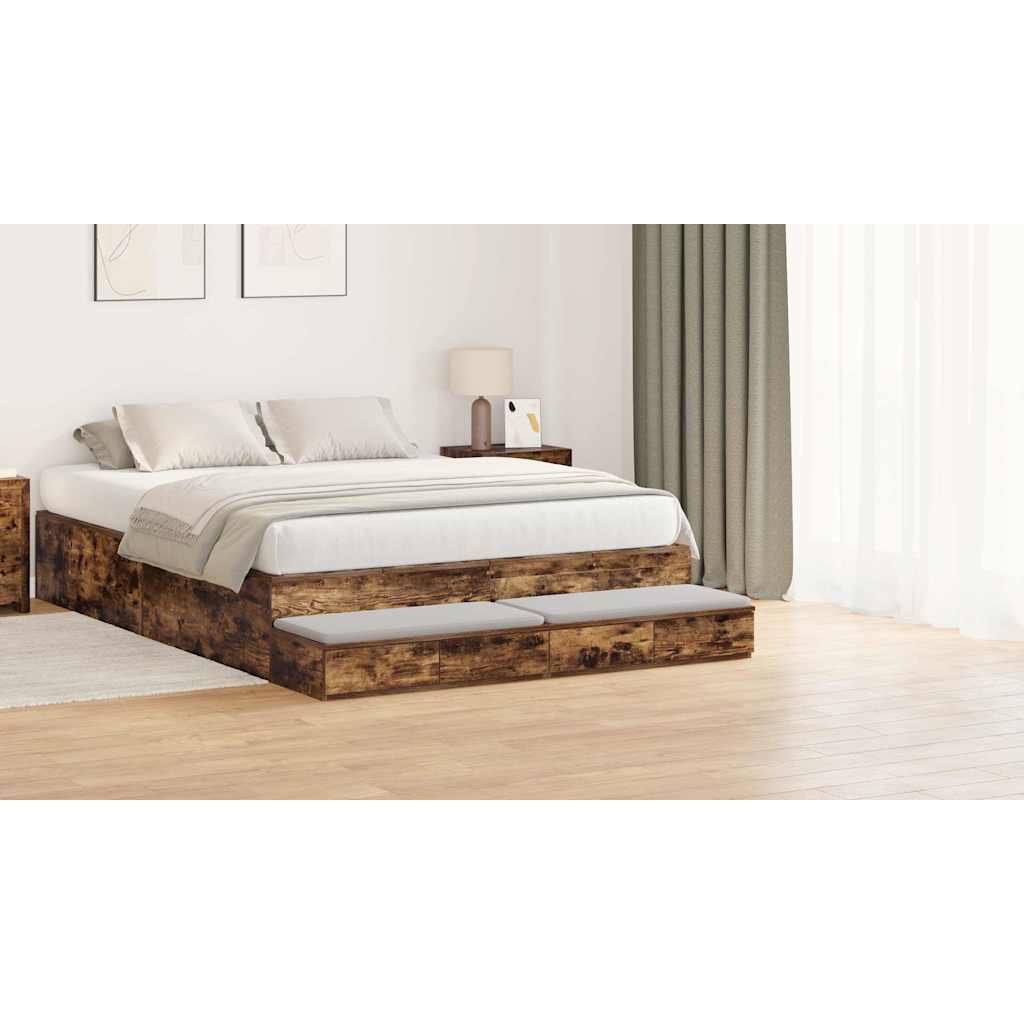 Bed Drawers Smoked Oak 160 x 36.5 x 16.5 cm Engineered Wood