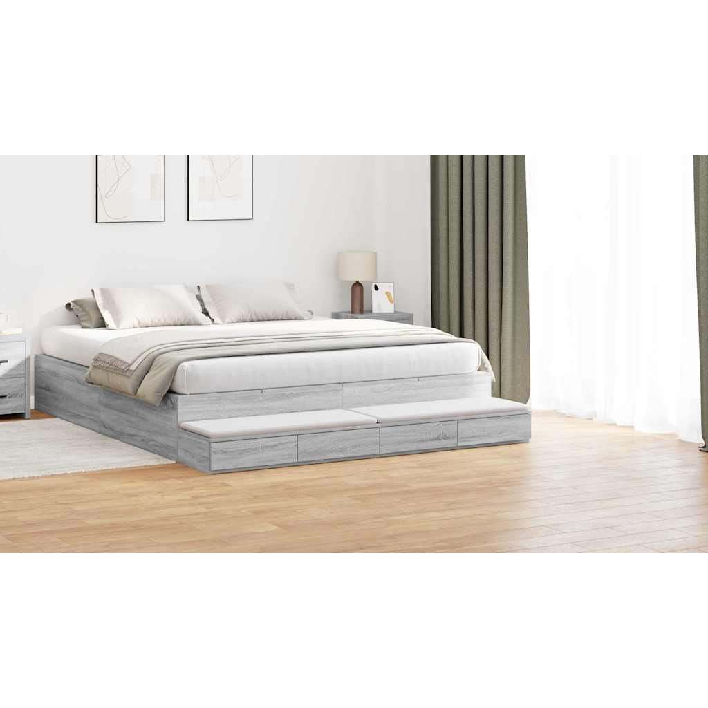 Bed Drawers Grey Sonoma 180 x 36.5 x 16.5 cm Engineered Wood