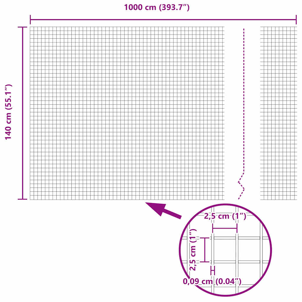 Welded Wire Fence Grey 1.4 x 10 m