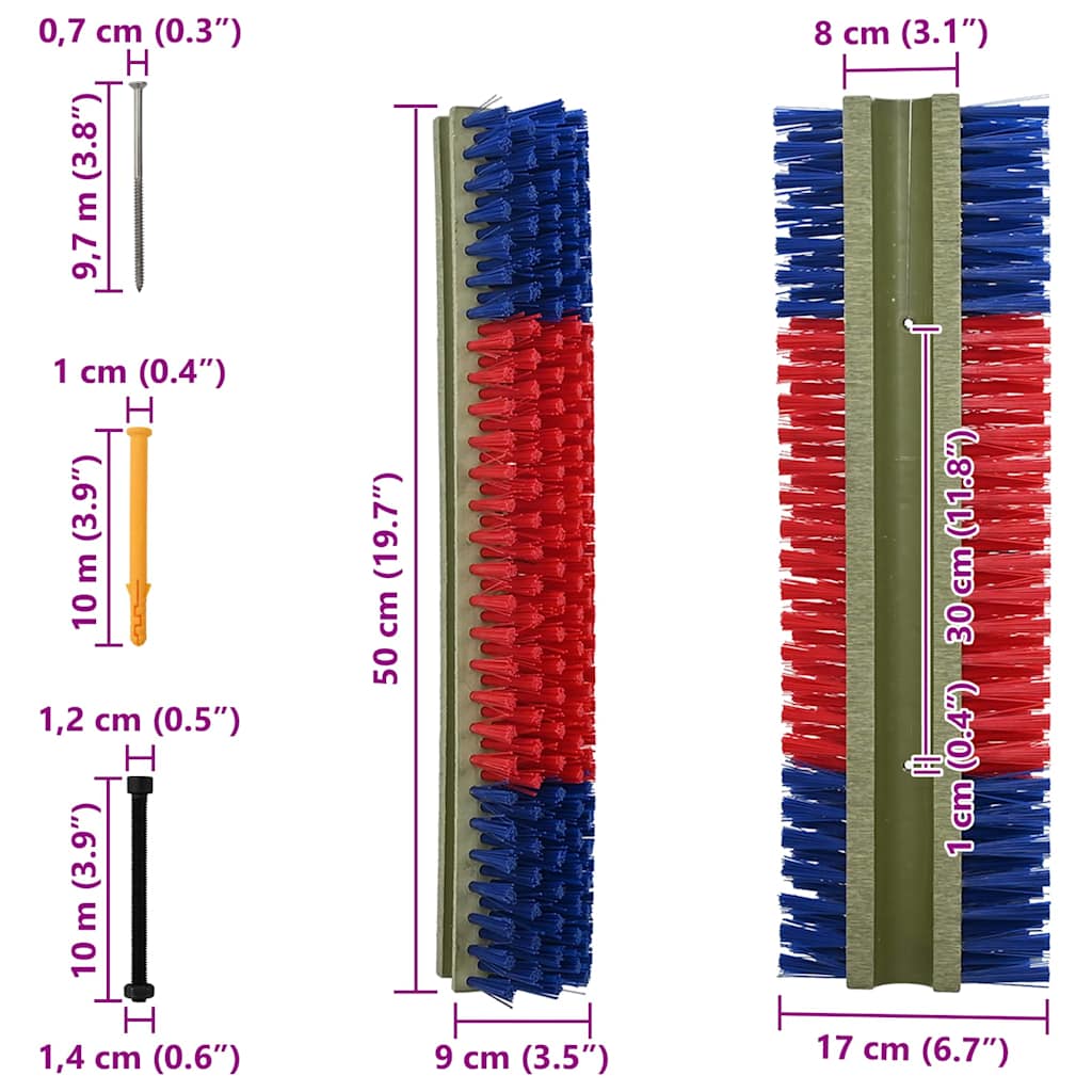 Cattle Brushes Red and Blue 50 x 17 x 9 cm Plastic and Steel