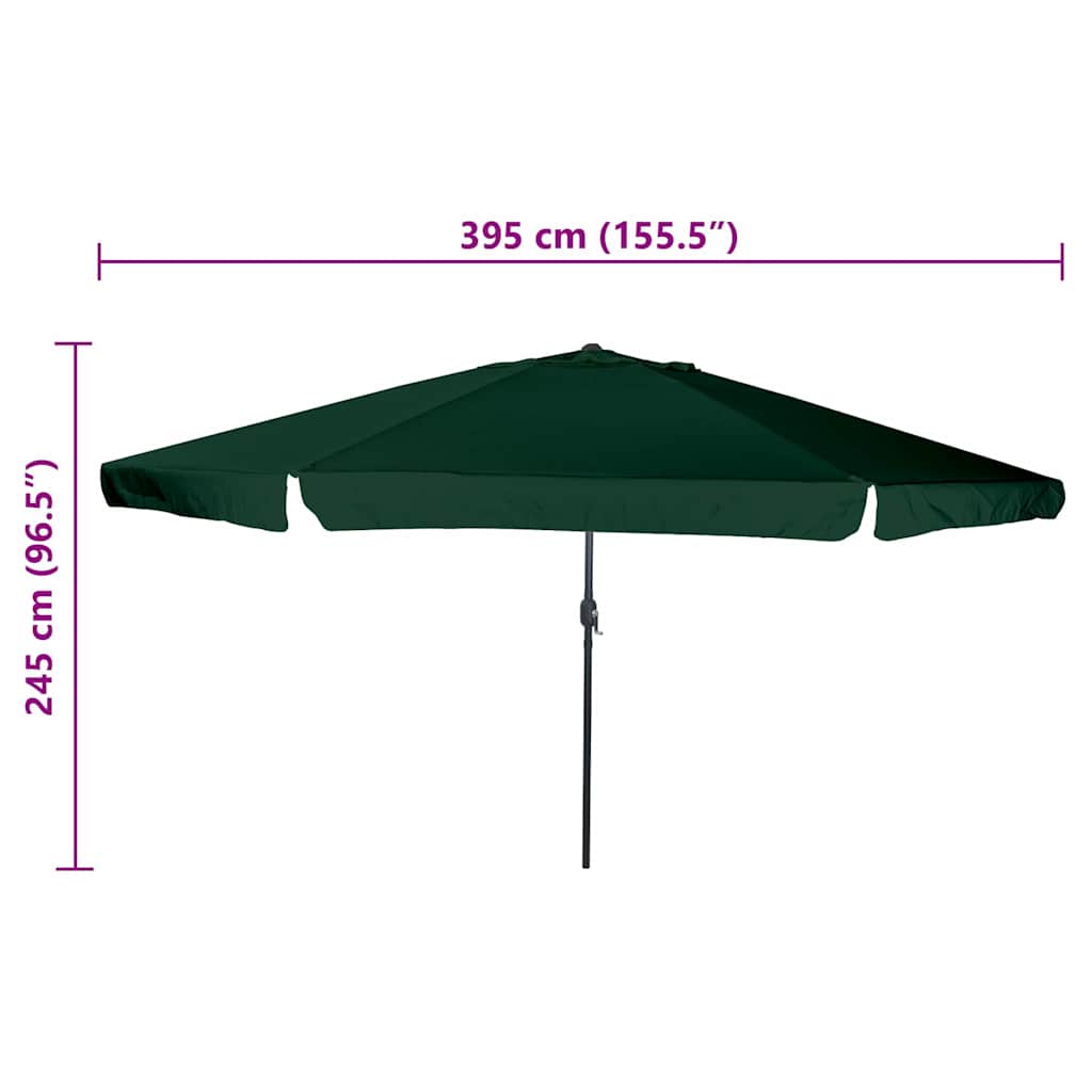 Garden Parasol Green 394 x 394 x 248 cm Polyester and Steel