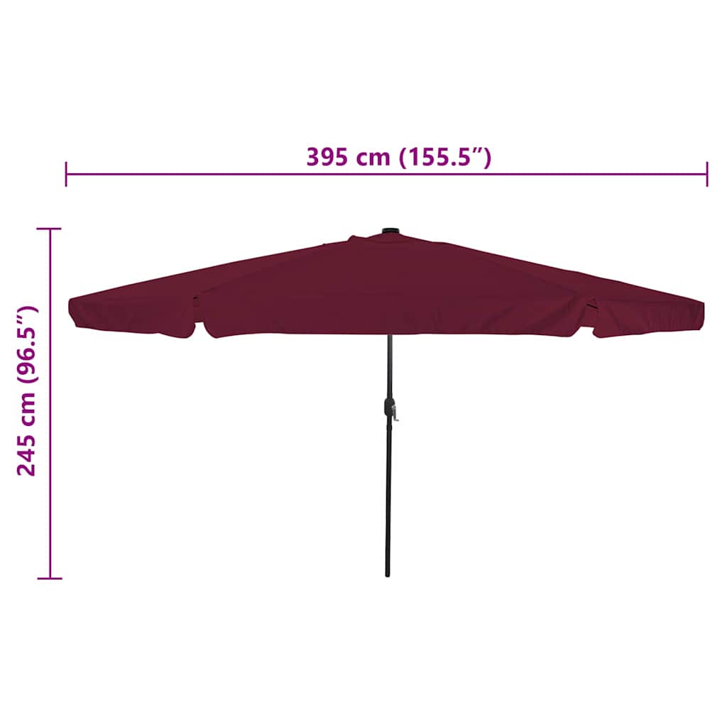 Garden Parasol Bordeaux Red 395 x 395 x 245 cm Polyester