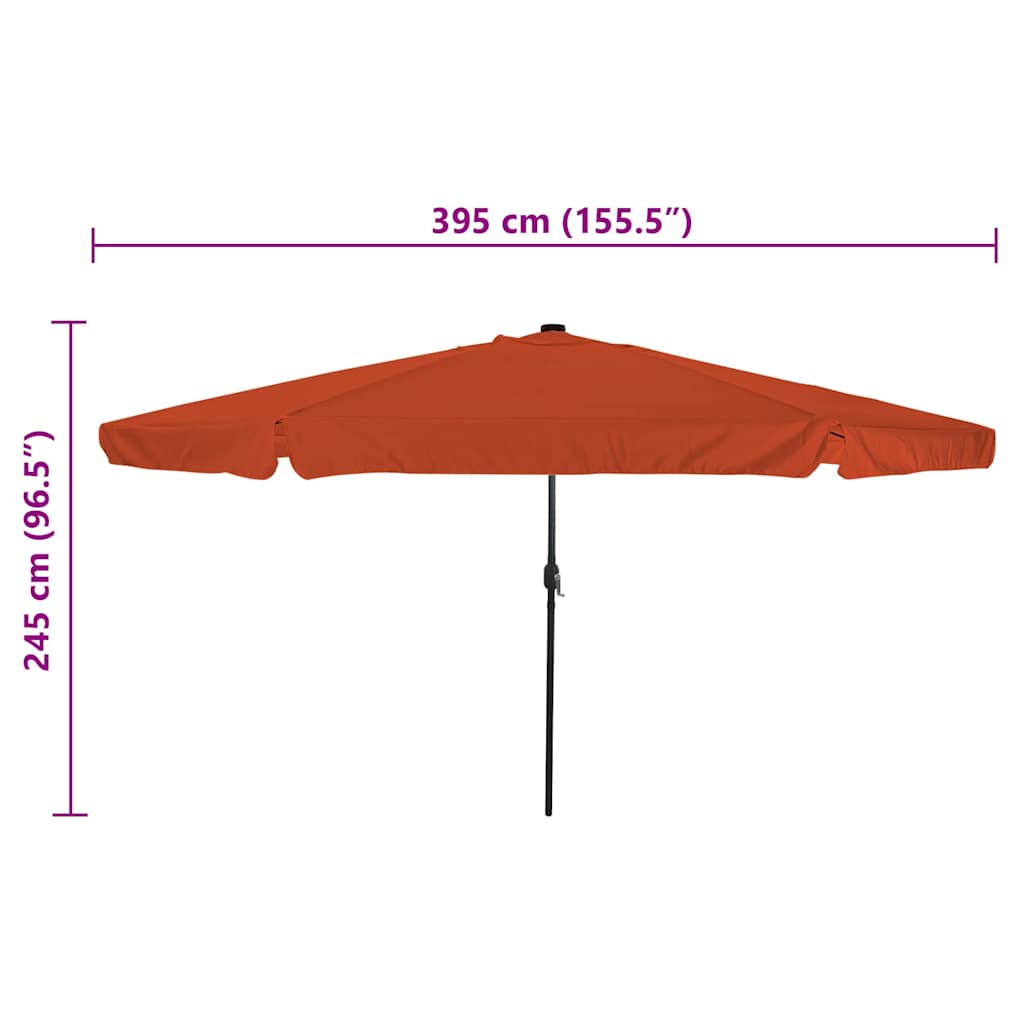 Garden Parasol Terracotta 395 x 395 x 245 cm Polyester