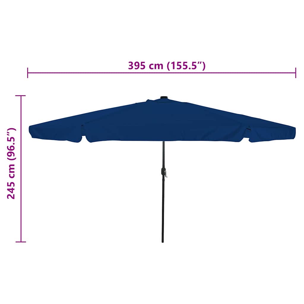 Garden Parasol Azurblau 395 x 395 x 245 cm Polyester