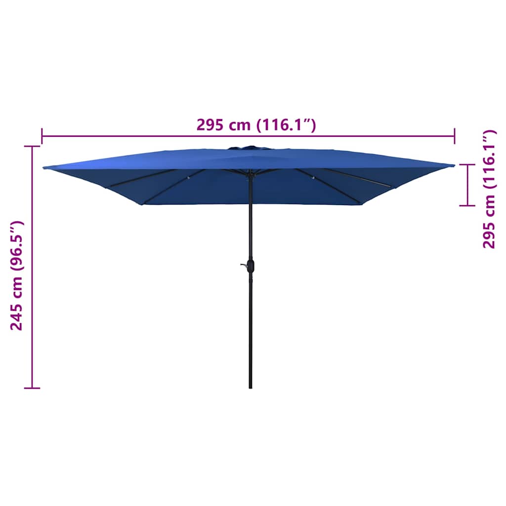Garden Parasol Azurblau 295 x 295 x 245 cm Polyester and Steel