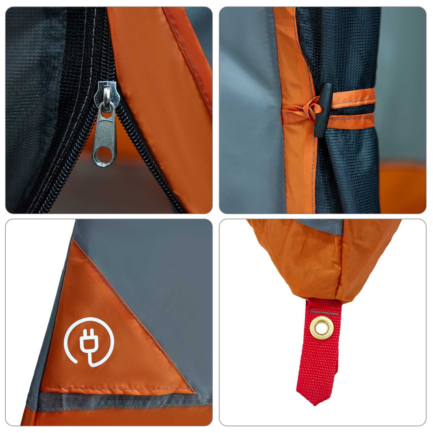 Camping Tent Set 2 pcs Grey and Orange Taffeta and Fabric
