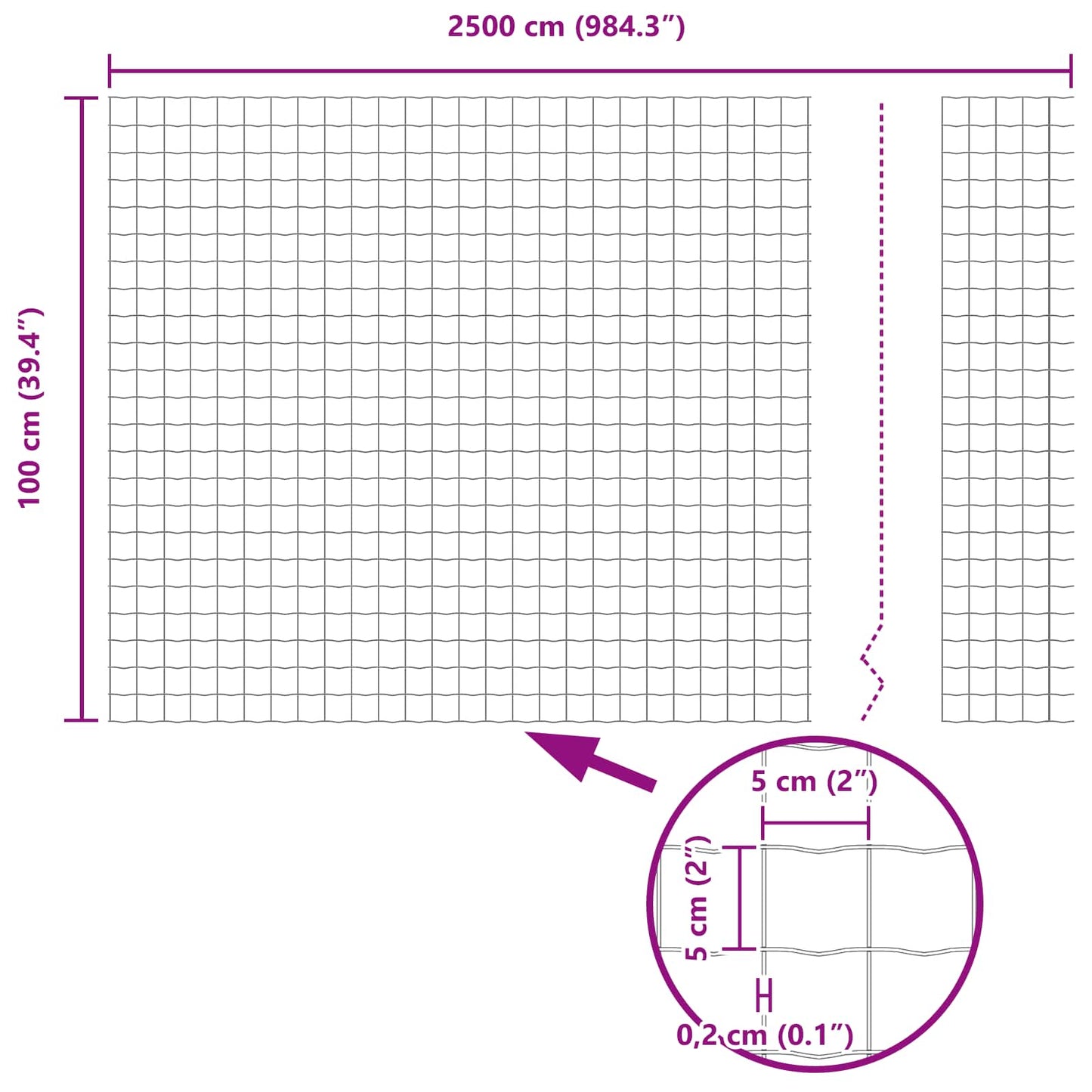 Euro Fence Grey 1 x 25 m PVC-coated iron