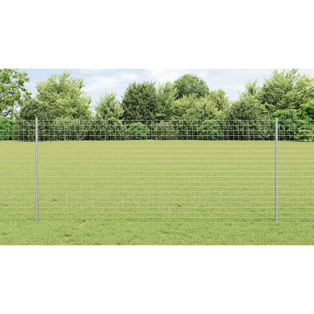 Embedded Fence Post 22 pcs Silver 140 cm Powder-Coated Steel