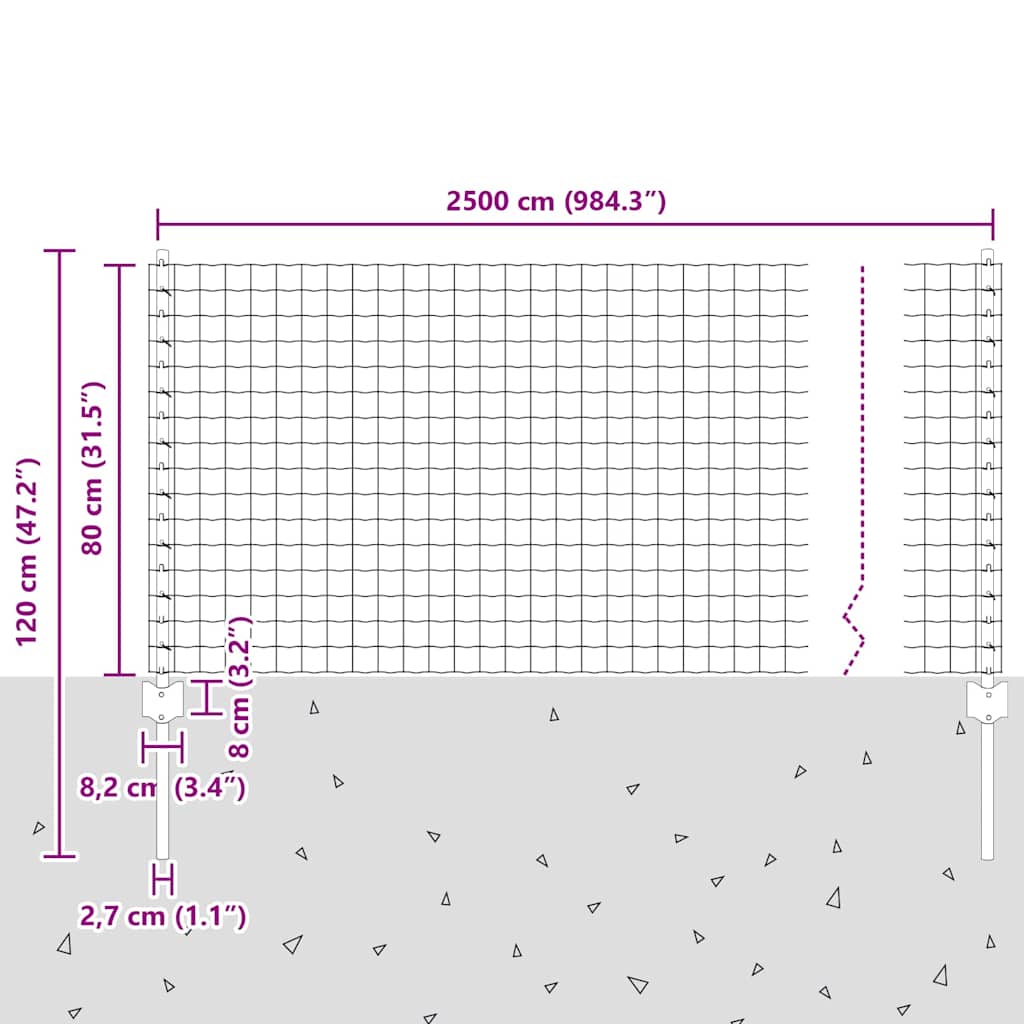 Welded Wire Fence 25 x 0.8 m (W x H) PVC-Coated Steel Green