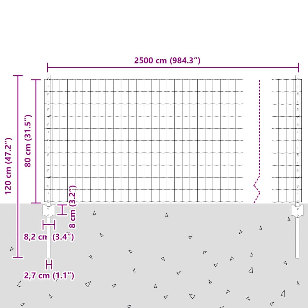 Welded Wire Fence 25 x 0.8 m (W x H) PVC-Coated Steel Green