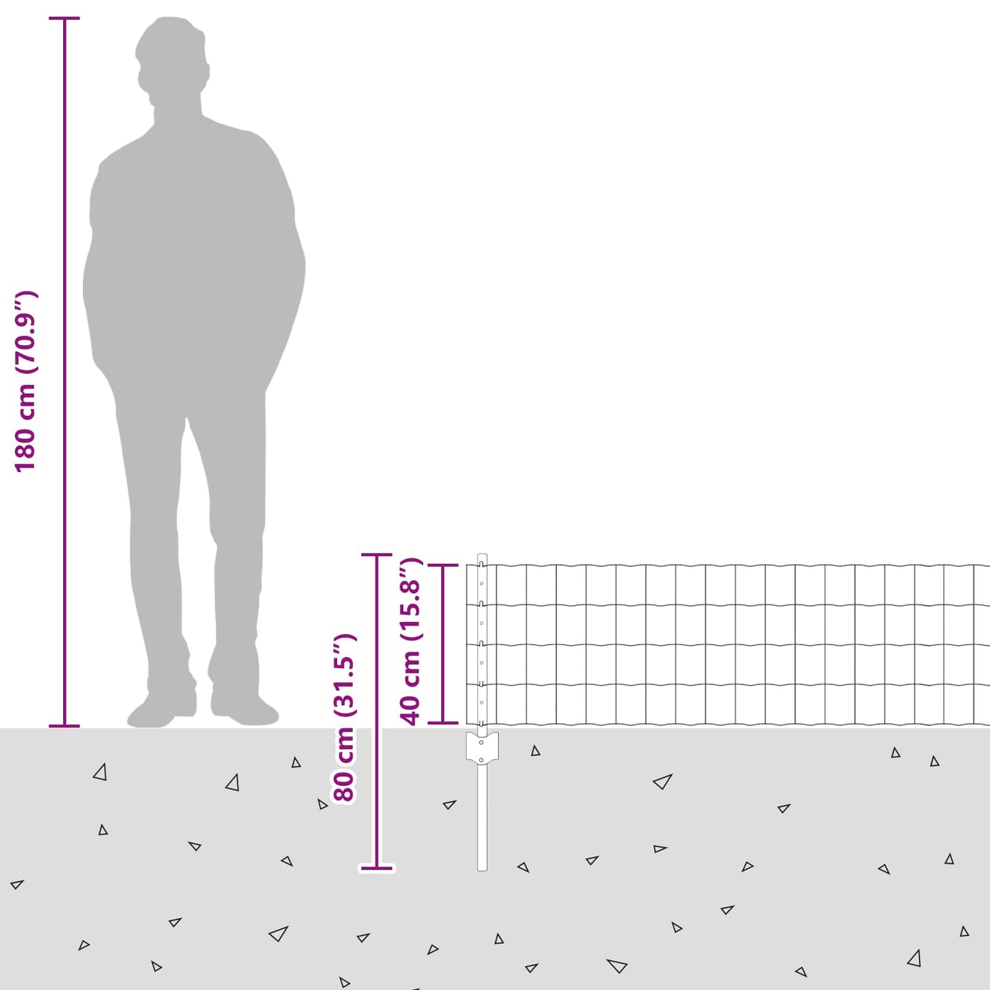 Fence with Post Silver 0.4 x 10 m Steel
