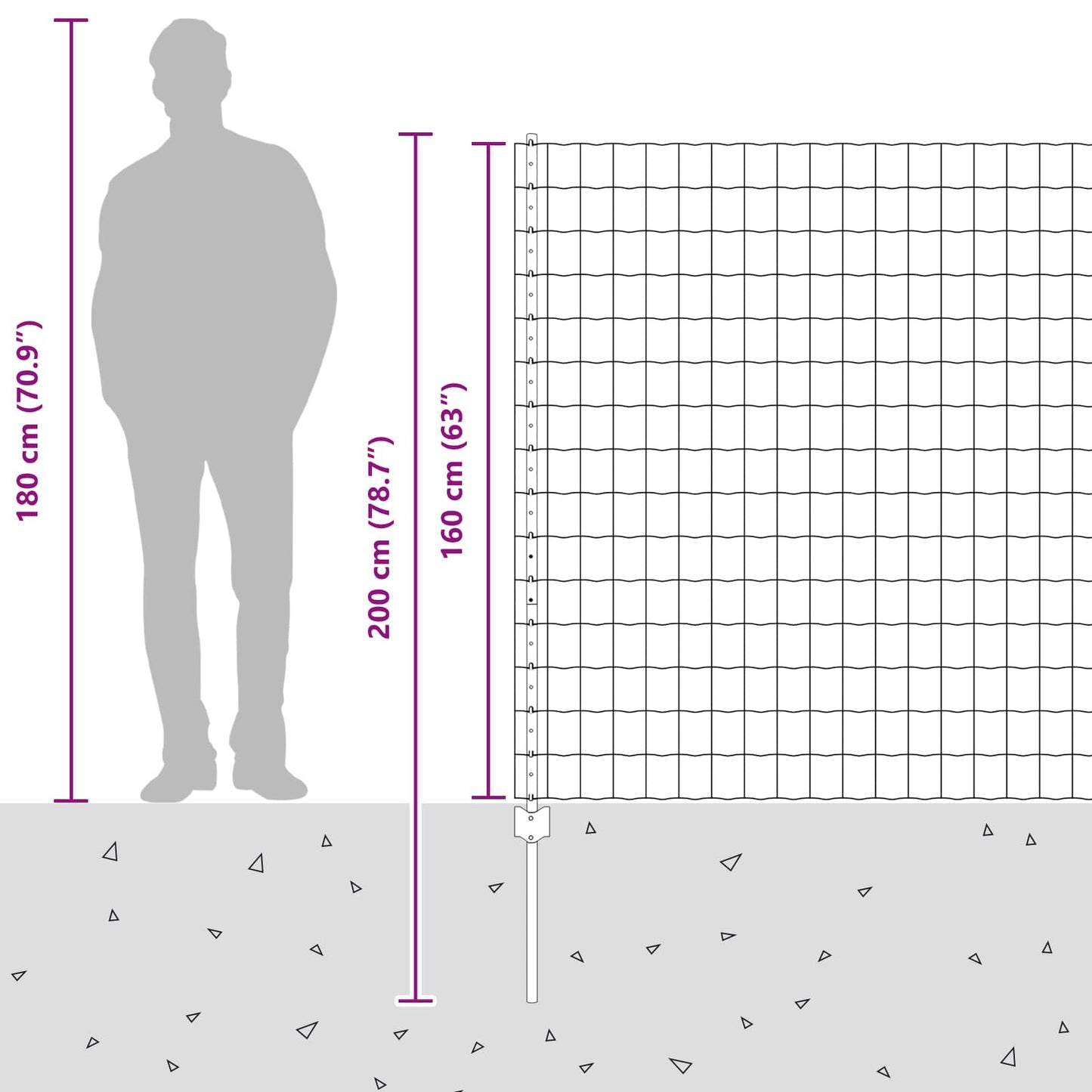 Fence with Post Silver 1.6 x 10 m Steel