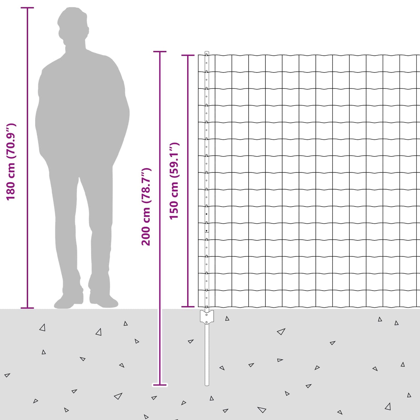 Fence with Post Silver 1.5 x 10 m Steel