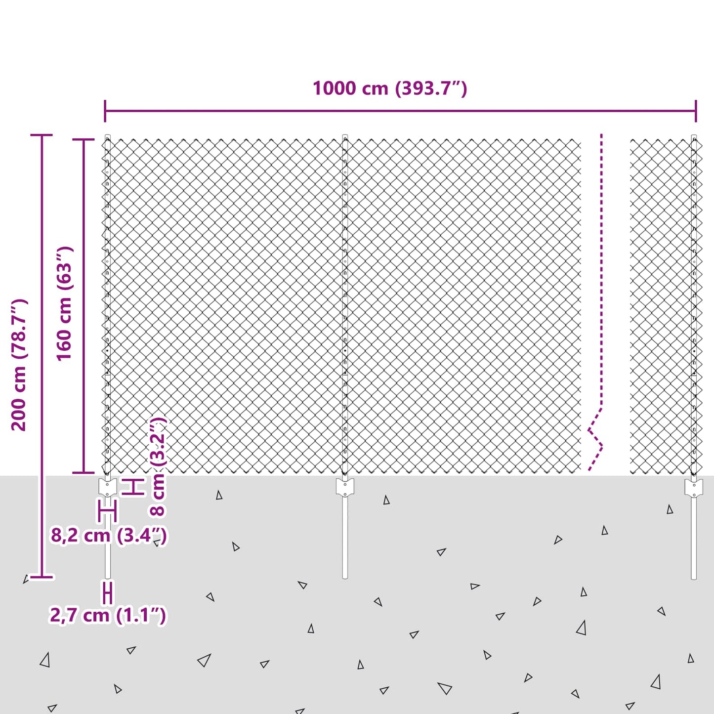 Chainlink Fence with Post 10 x 1.6 m PVC-Coated Steel Green