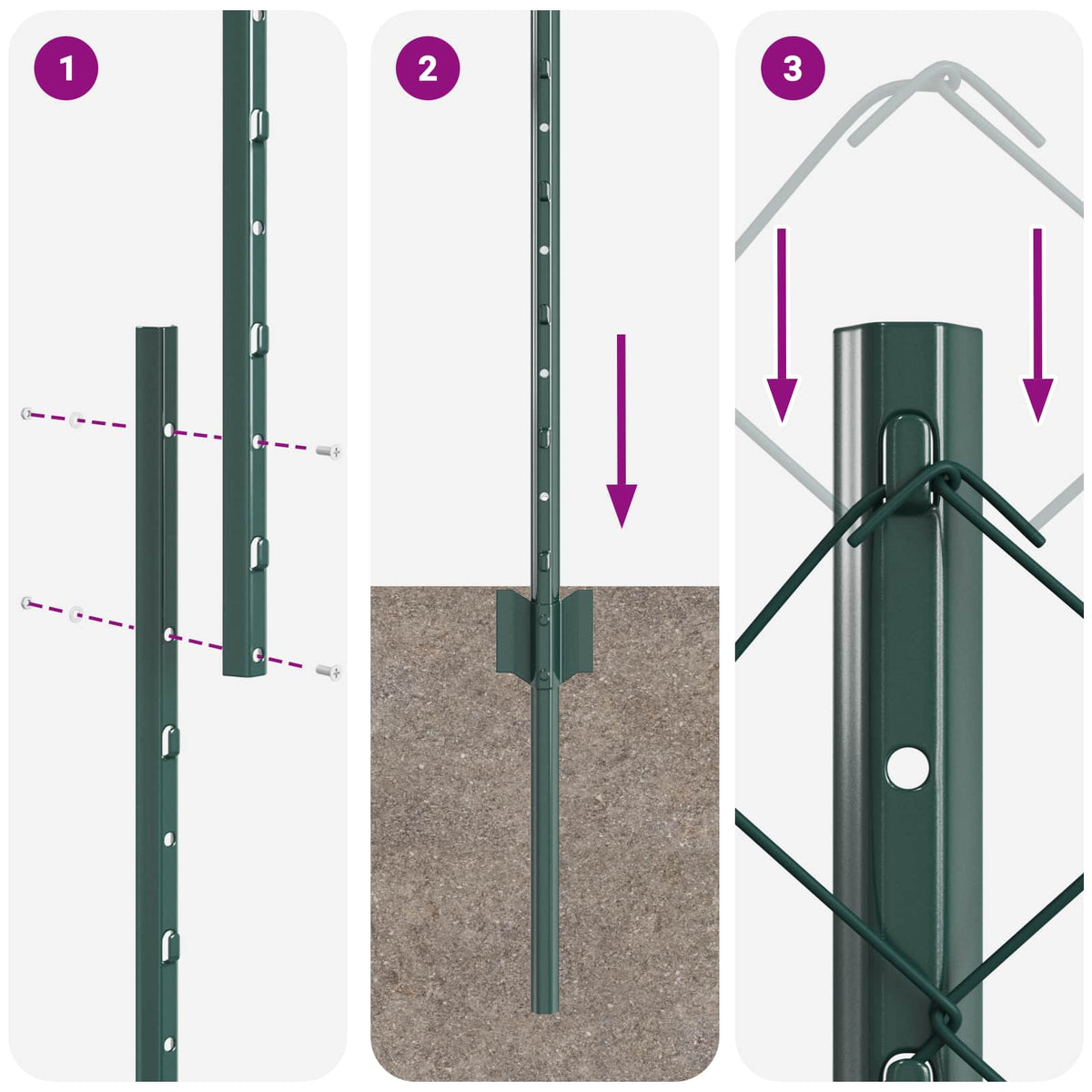 Chainlink Fence with Post 10 x 1 m PVC-Coated Steel Green Mesh
