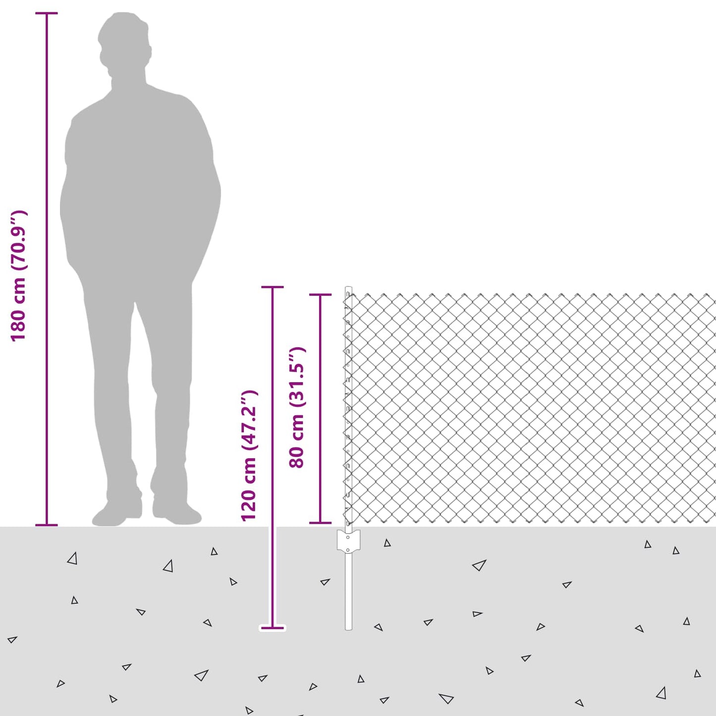 Fence with Post Grey 0.8 x 10 m Steel and PVC