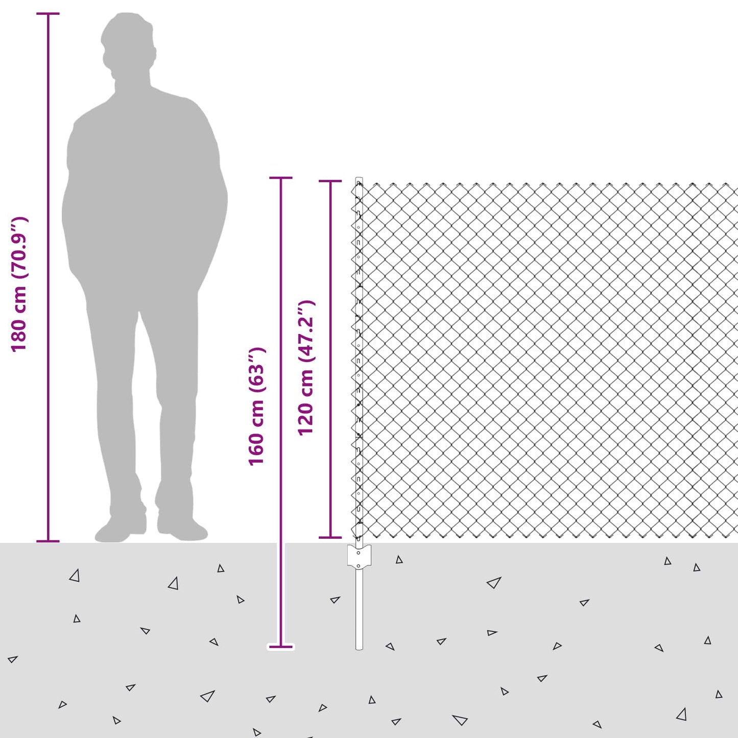 Fence with Post Grey 1.2 x 10 m Steel and PVC