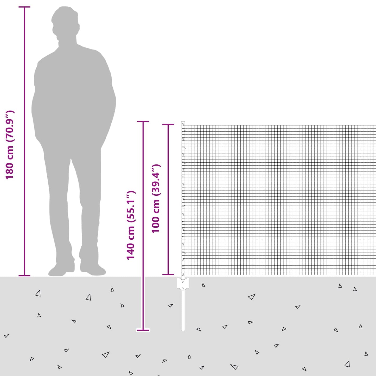 Fence with Post Silver 1 x 25 m Steel