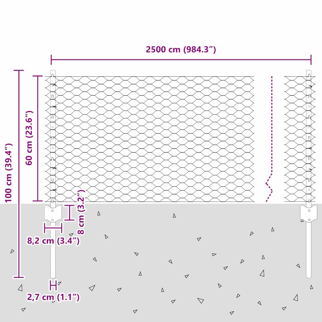 Fence with Post Silver