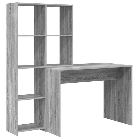 Desk with Shelf Grey Sonoma 138.5 x 55 x 143 cm Engineered Wood Desk with Shelf Grey Sonoma 138.5 x 55 x 143 cm Engineered Wood