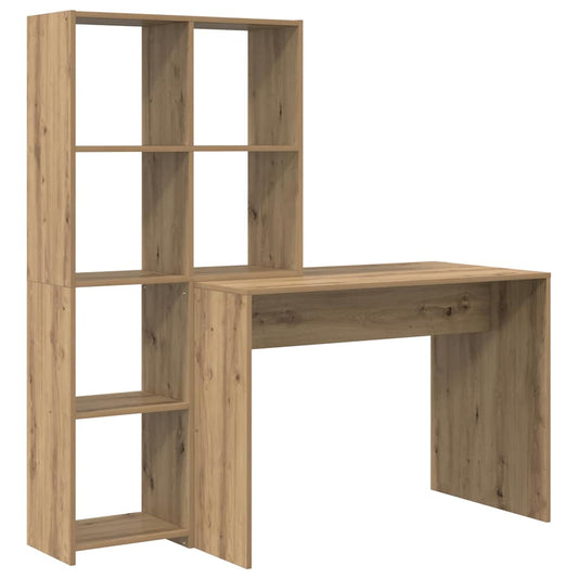 Desk with Shelf Artisan Oak 138.5 x 55 x 143 cm Engineered Wood Desk with Shelf Artisan Oak 138.5 x 55 x 143 cm Engineered Wood