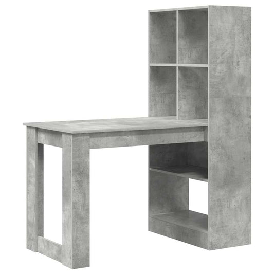 Desk with Shelf Concrete Grey 122 x 67 x 145 cm Engineered Wood Desk with Shelf Concrete Grey 122 x 67 x 145 cm Engineered Wood