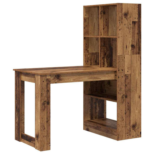 Desk with Shelf Old Wood 122 x 67 x 145 cm Engineered Wood Desk with Shelf Old Wood 122 x 67 x 145 cm Engineered Wood