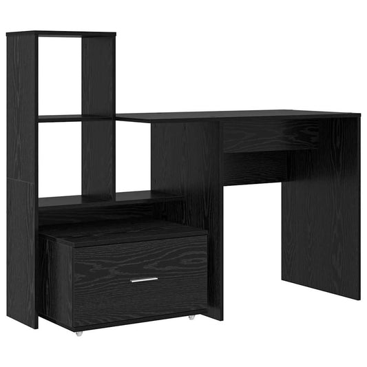 Desk with Shelf Black Oak 131.5 x 50 x 106.5 cm Engineered Wood Desk with Shelf Black Oak 131.5 x 50 x 106.5 cm Engineered Wood