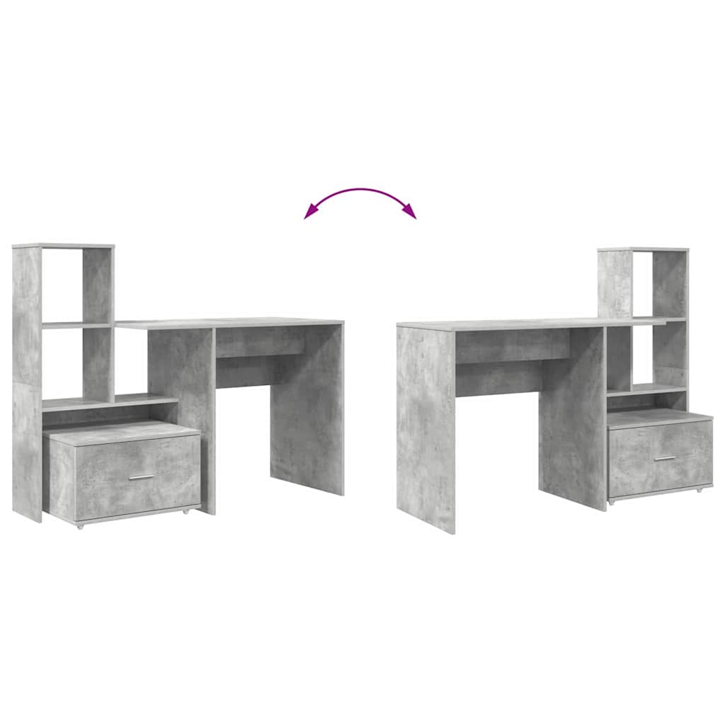 Desk Concrete Grey 131.5 x 50 x 106.5 cm Engineered Wood