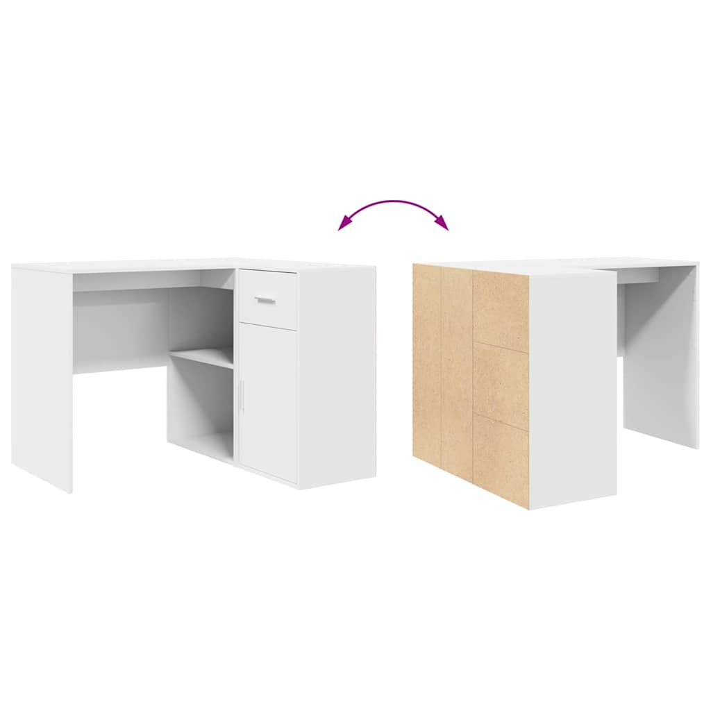 Corner Desk with Drawer White 102 x 88 x 75 cm